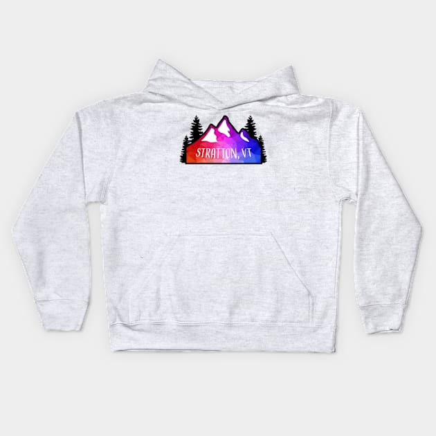 Geometric Colorful Mountain Stratton, Vermont Kids Hoodie by KlehmInTime